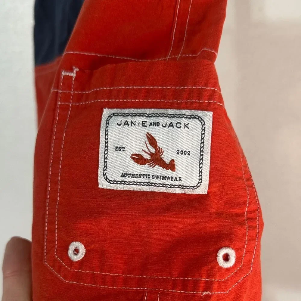 Janie and Jack-Red white and blue Swim trunks- 2T